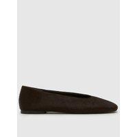 Schuh Lilah Pony Hair Square Toe Ballet Flats - Brown