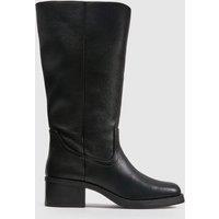 Schuh Womens Denmark Pull-On Low Block Heel Knee High Boots - Black