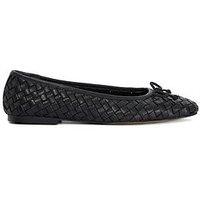 Dune London Wide Fit Heat Woven Leather Bow Detail Ballet Pumps