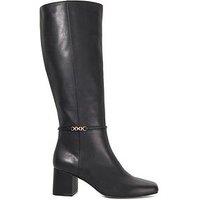 Dune London Wide Fit Sanna Snaffle Trim Knee Wide Fit Block Heeled Boots - Black