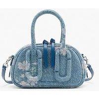 Marc Jacobs The Micro Bauletto Top Floral Denim Handbag - Blue