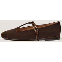 Monsoon Jesi Velvet Mary Jane Ballet Flats - Brown