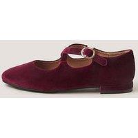 Monsoon Dana Velvet Mary Jane Ballet Flats - Red/Burgundy