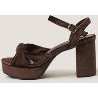Monsoon Nola Velvet Platform Heels - Brown