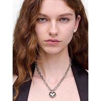 Marc Jacobs Womens Heart Lock Pendant Chunky Chain Necklace - Silver