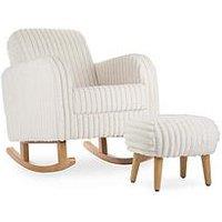 Cuddleco Etta Nursing Chair & Foot Stool - Cream Faux Fur