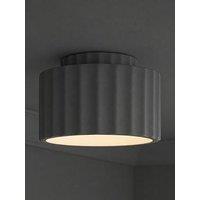 Valuelights Pablo Dark Navy Ribbed Flush Ceiling Light And Warm White Bulb