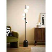 Valuelights Marlow Matte Black Multi Arm Floor Lamp And Warm White Bulb