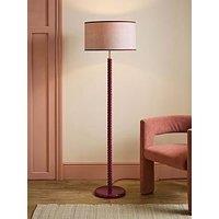 Valuelights Amara Pink Twist Floor Lamp With Colour Match Inner Shade And Warm White Bulb