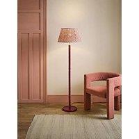 Valuelights Amara Pink Twist Floor Lamp With Chevron Pleated Taper Shade And Warm White Bulb