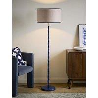 Valuelights Amara Navy Twist Floor Lamp With Colour Match Inner Shade And Warm White Bulb