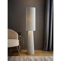 Valuelights Ash Grey Fleck Boucle Midi Floor Lamp And Warm White Bulb