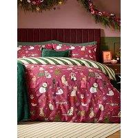 Furn Feline Festive Duvet Set Purrgundy