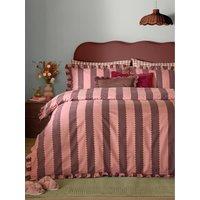 Furn Birdie Stripe Duvet Set Rose/Chocolate