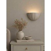 Valuelights Leonardo Moss Green Scallop Flush Wall Light And Warm White Bulb