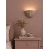 Valuelights Leonardo Muted Pink Scallop Flush Wall Light And Warm White Bulb