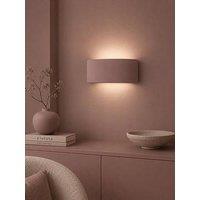 Valuelights Vincent Muted Pink Curved Flush Wall Light And Warm White Bulb