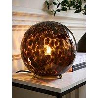 Valuelights Chiara Brushed Gold Leopard Glass Globe Wall Light And Warm White Bulb