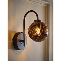 Valuelights Chiara Black Leopard Glass Globe Wall Light And Warm White Bulb