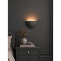 Valuelights Leonardo Dark Navy Scallop Flush Wall Light And Warm White Bulb