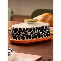 Orla Kiely Ok Sycamore Stripe Butter Dish Orange