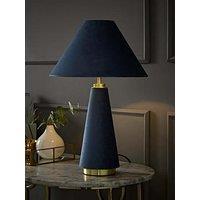 Valuelights Martha Denim Blue Velvet Table Lamp And Warm White Bulb
