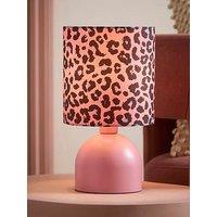 Valuelights Miley Pink Leopard Table Lamp And Warm White Bulb