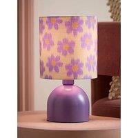 Valuelights Miley Purple Floral Leopard Table Lamp And Warm White Bulb