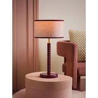 Valuelights Amara Pink Twist Table Lamp With Colour Match Inner Shade And Warm White Bulb