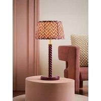 Valuelights Amara Pink Twist Table Lamp With Chevron Pleated Taper Shade And Warm White Bulb