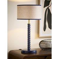 Valuelights Amara Navy Twist Table Lamp With Colour Match Inner Shade And Warm White Bulb