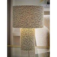 Valuelights Ash Grey Fleck Boucle Table Lamp And Warm White Bulb