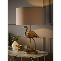 Valuelights Flo Flamingo Table Lamp With Mink Drum Shade And Warm White Bulb