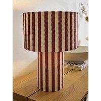 Valuelights Florence Burgundy Deckchair Linen Table Lamp And Warm White Bulb