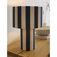 Valuelights Florence Navy Deckchair Stripe Linen Table Lamp And Warm White Bulb