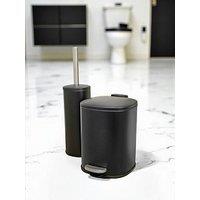 Showerdrape Capri Black 3L Bathroom Bin & Toilet Brush Set