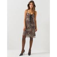 Marc Jacobs Womens Leopard Print Tie Front Slip Dress - Brown