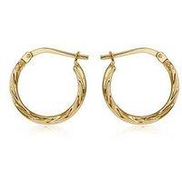 The Love Collection Sterling Silver 9Ct Bonded Twisted Creole Earring