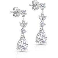 The Love Collection Sterling Silver Rhodium Plated White Marquise Cz And Teardrop Cz Drop Earring