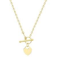 The Love Collection 9Ct Yellow Gold 12Mm X 13Mm Heart Charm T-Bar Necklace 41Cm/16'