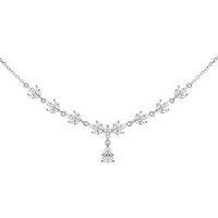 The Love Collection Sterling Silver Rhodium Plated White Marquise And Teardrop Cz Necklet 42Cm/16.5'- 45Cm/17.75'
