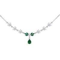 The Love Collection Sterling Silver Rhodium Plated White Marquise Cz And Marquise Green Glass Necklet 42Cm/16.5'- 45Cm/17.75'