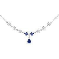 The Love Collection Sterling Silver Rhodium Plated White Marquise Cz And Marquise Blue Glass Necklet 42Cm/16.5'- 45Cm/17.75'