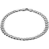 The Love Collection Sterling Silver Rhodium Plated Flat Curb Bracelet 21.5Cm/8.5'