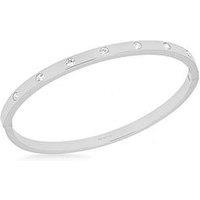 The Love Collection Sterling Silver Rhodium Plated 3Mm Cz 7-Stone 4Mm Bangle
