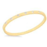 The Love Collection Sterling Silver Yellow Gold Plated 3Mm Cz 7-Stone 4Mm Bangle