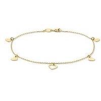 The Love Collection 9Ct Yellow Gold 5.5Mm X 4.5Mm Dangly Hearts Bracelet 19Cm/7.5'