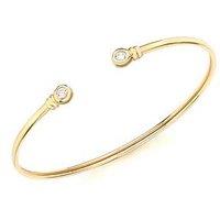 The Love Collection 9Ct Yellow Gold Cz 2Mm Torque Bangle