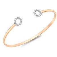 The Love Collection 9Ct Rose Gold White Cz Torque Bangle