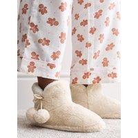 New Look Womens Faux Fur Pom Pom Tassel Slipper Boots - White